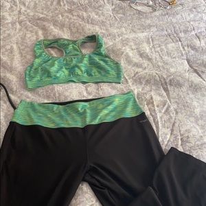 Green, blue and black workout/yoga 2 piece set